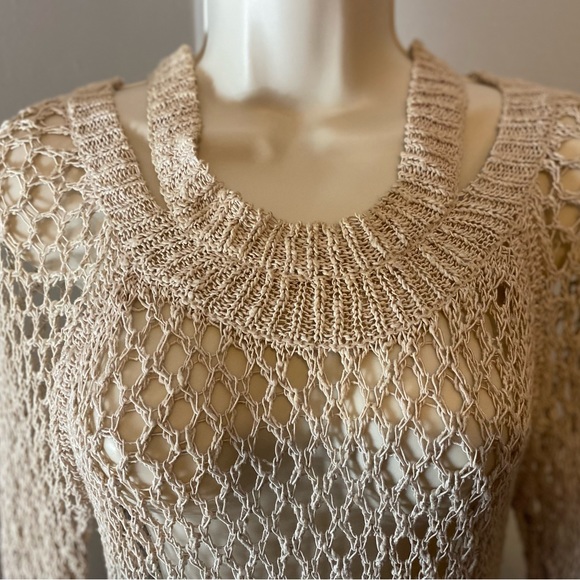 AllSaints Spitalfields “Bound” Beige Open Knit Crochet Fishnet Dress 4 - Picture 2 of 5